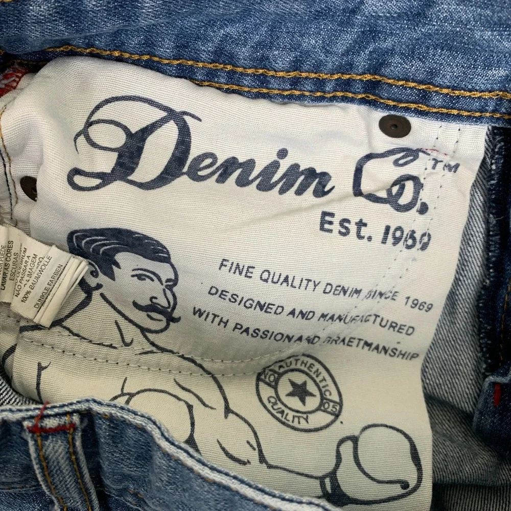 Denim CO Selvedge Jean Shorts Men's 30 Blue Skate Jorts Retro Whisker Fade USA
